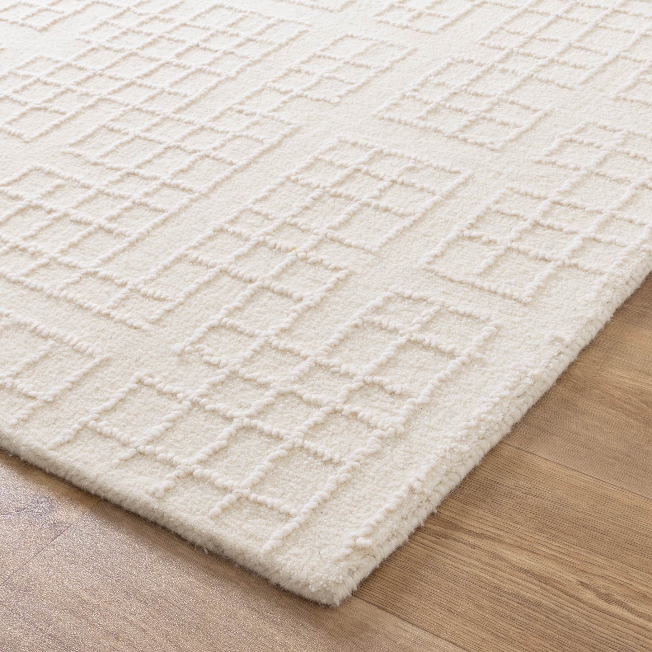 Abasco Ivory Knitted Wool Rug - Image 2
