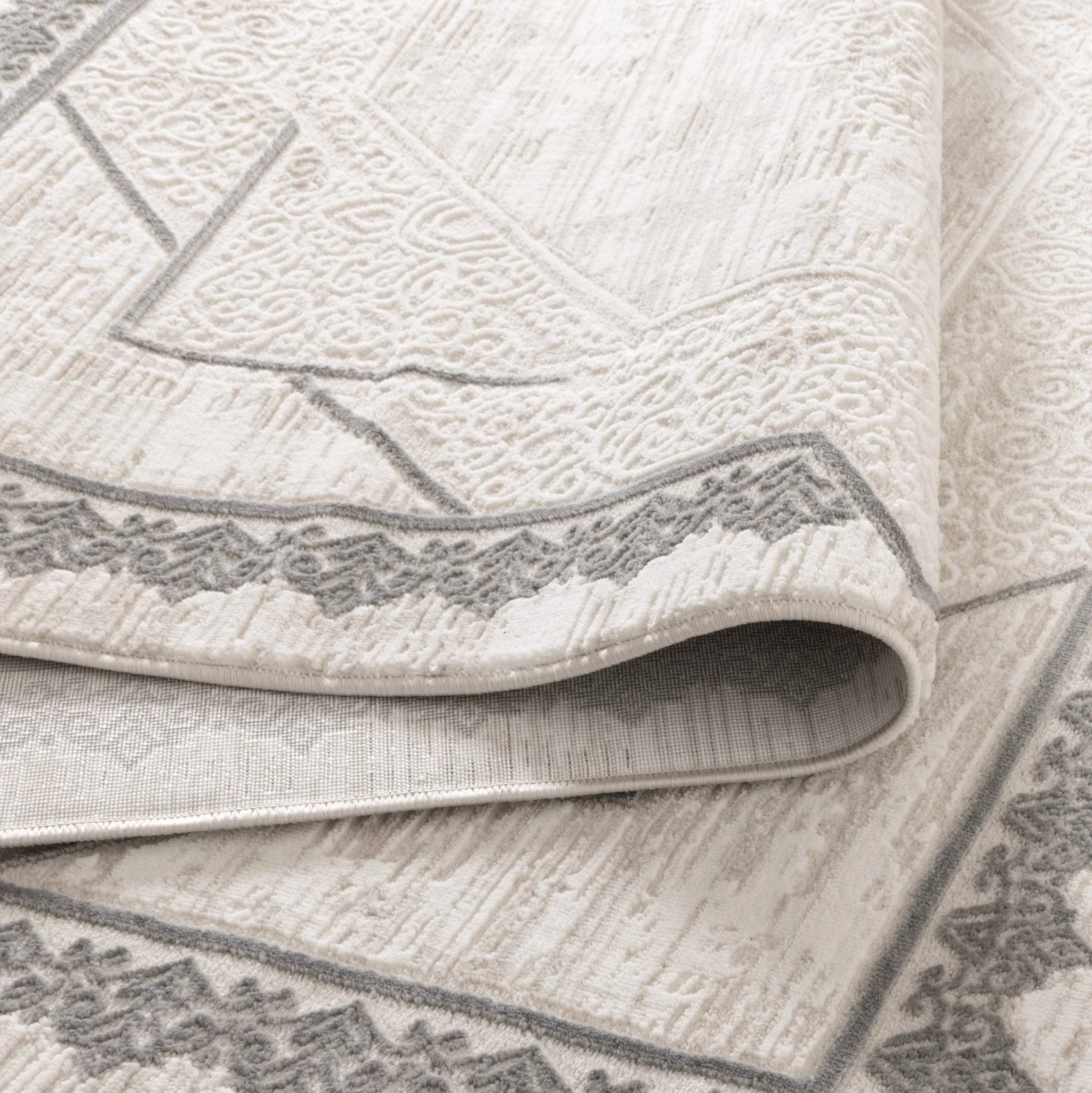 Amalfi Oriental Border Medallion Cream Grey Rug - Image 3