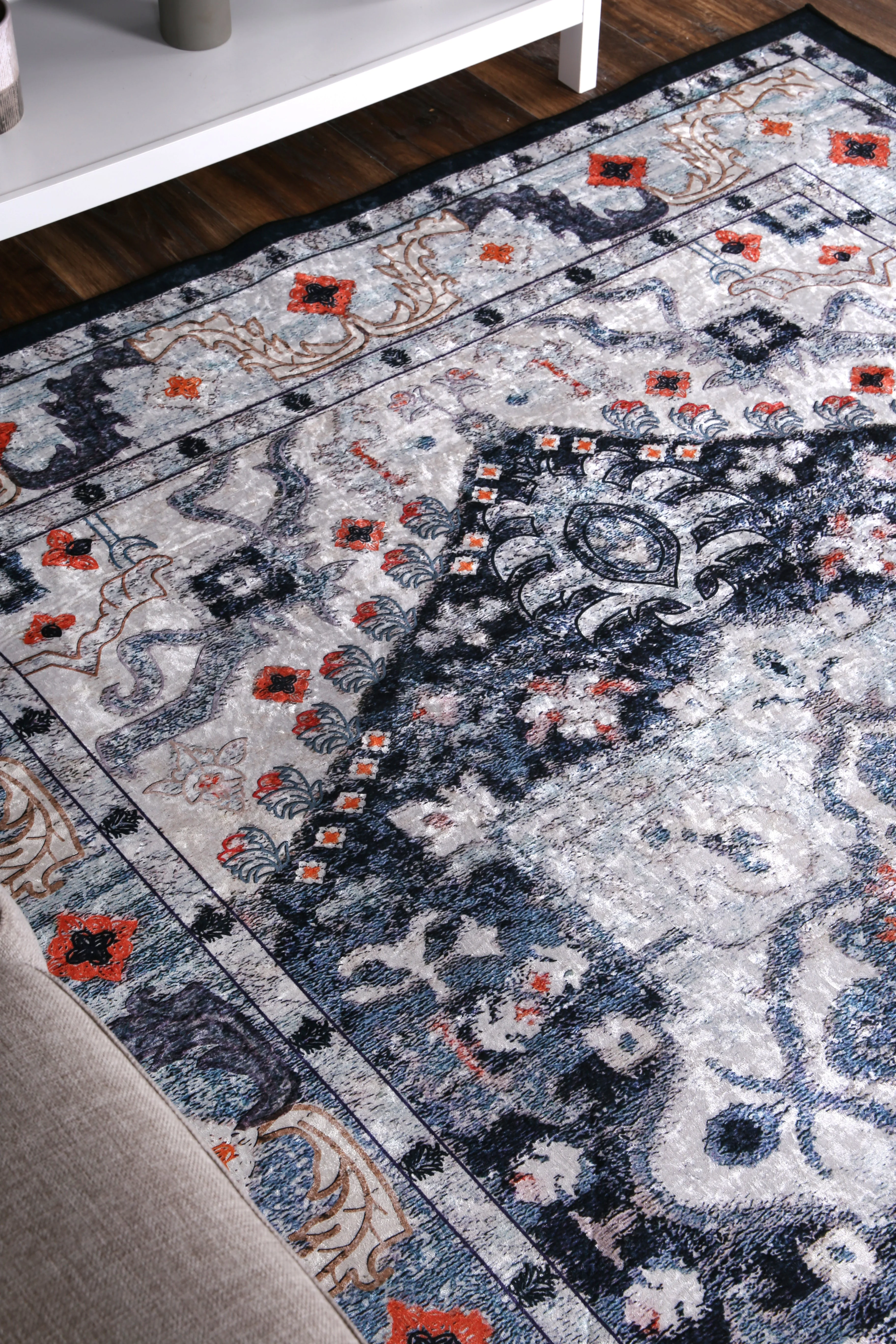 Angelic Navy Multi Medallion Non-Slip Rug - Image 6