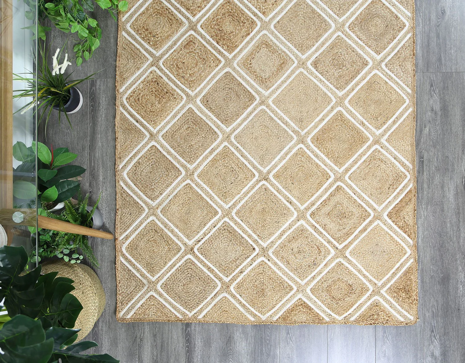 Artisan Fes Geometirc Natural Beige Jute Rug - Image 3