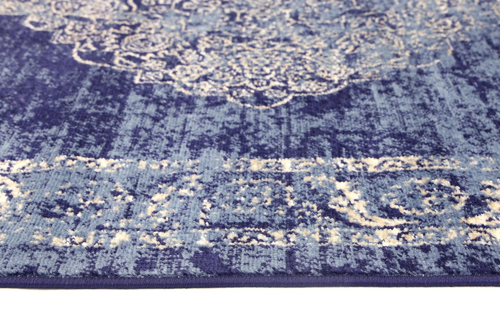 Old World Cucuteni Vintage Distressed Navy Rug - Image 3