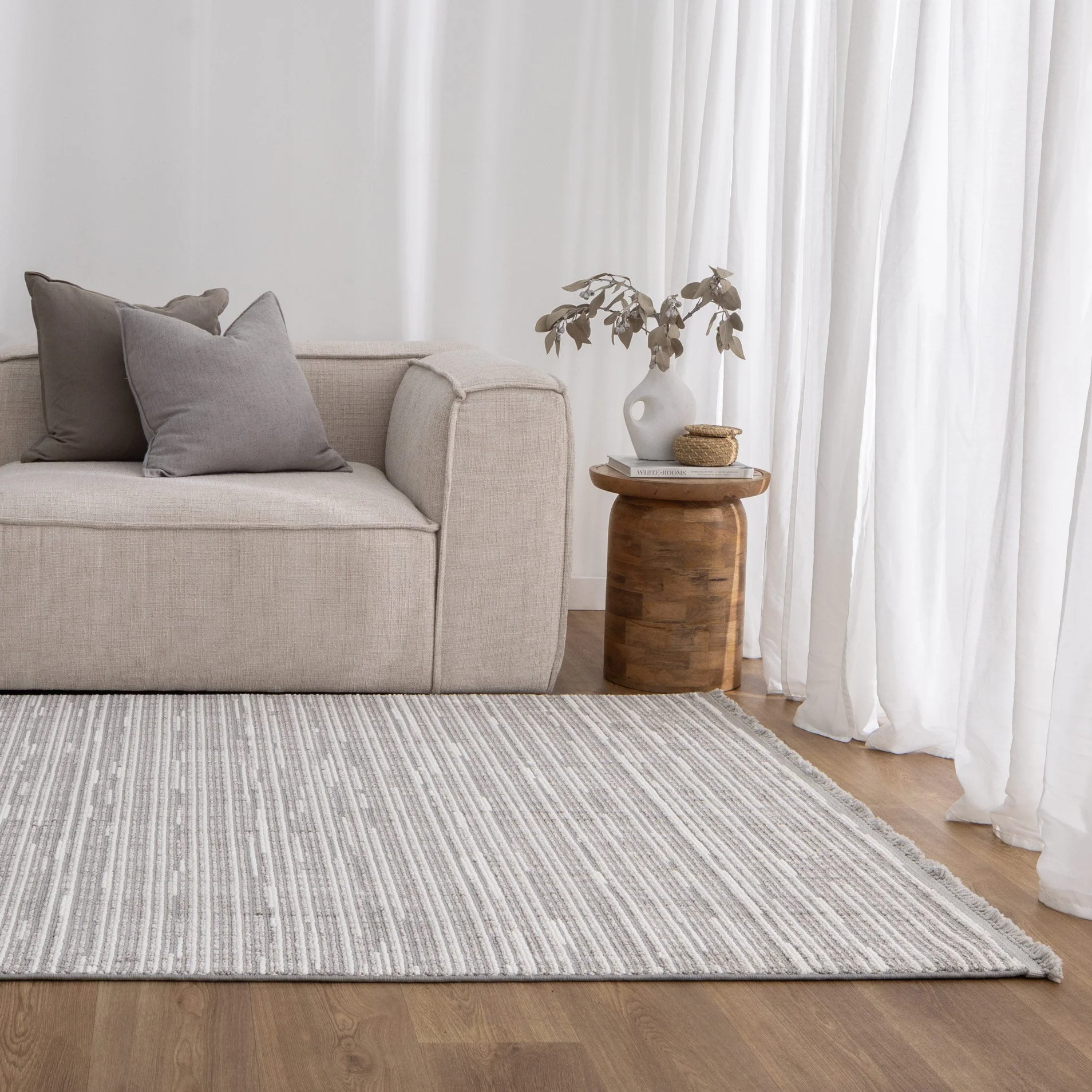 Berno Silver Ivory Loop Lines Rug - Image 2