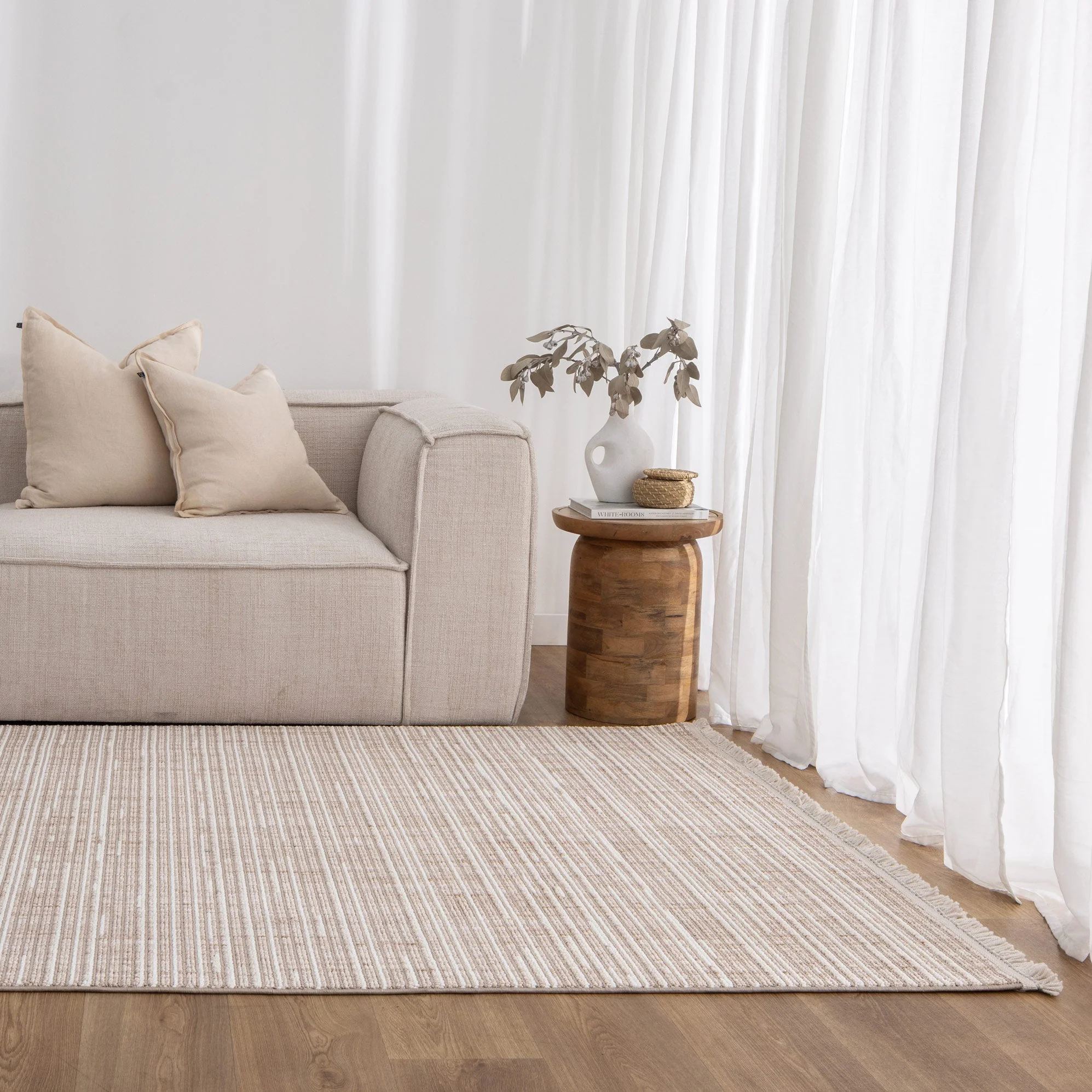 Berno Beige Ivory Loop Lines Rug - Image 2