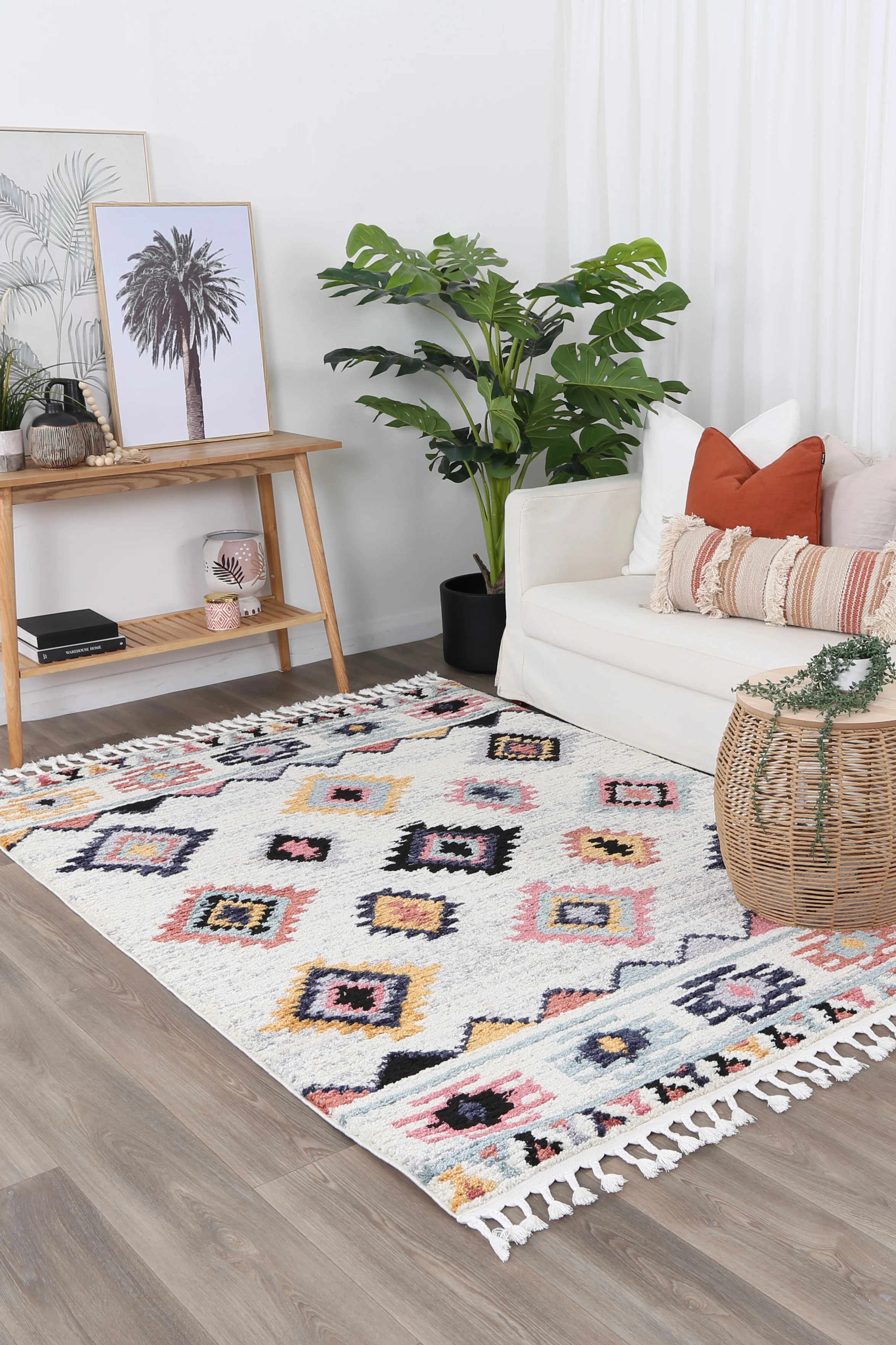 Boho Moroccan Tribal Tile Multi Rug - Image 2