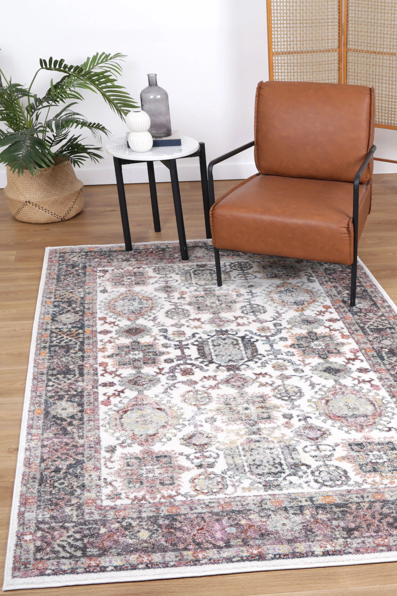 Carlyle Boarder Distressed Vintage Cream Rug - Image 2