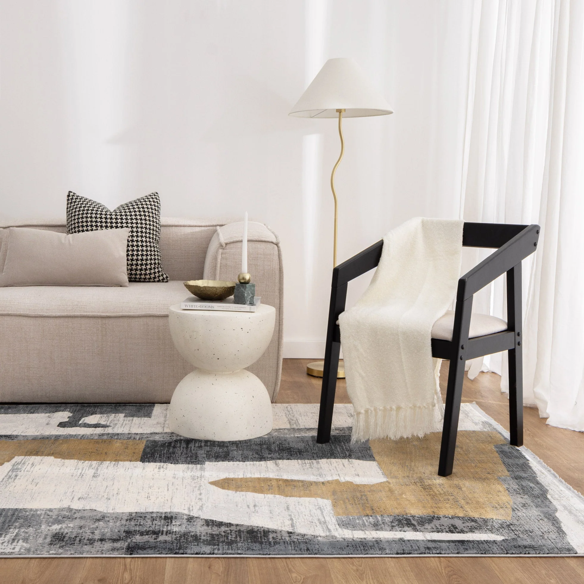 Chateau Shapes Grey Gold Rug - Image 2
