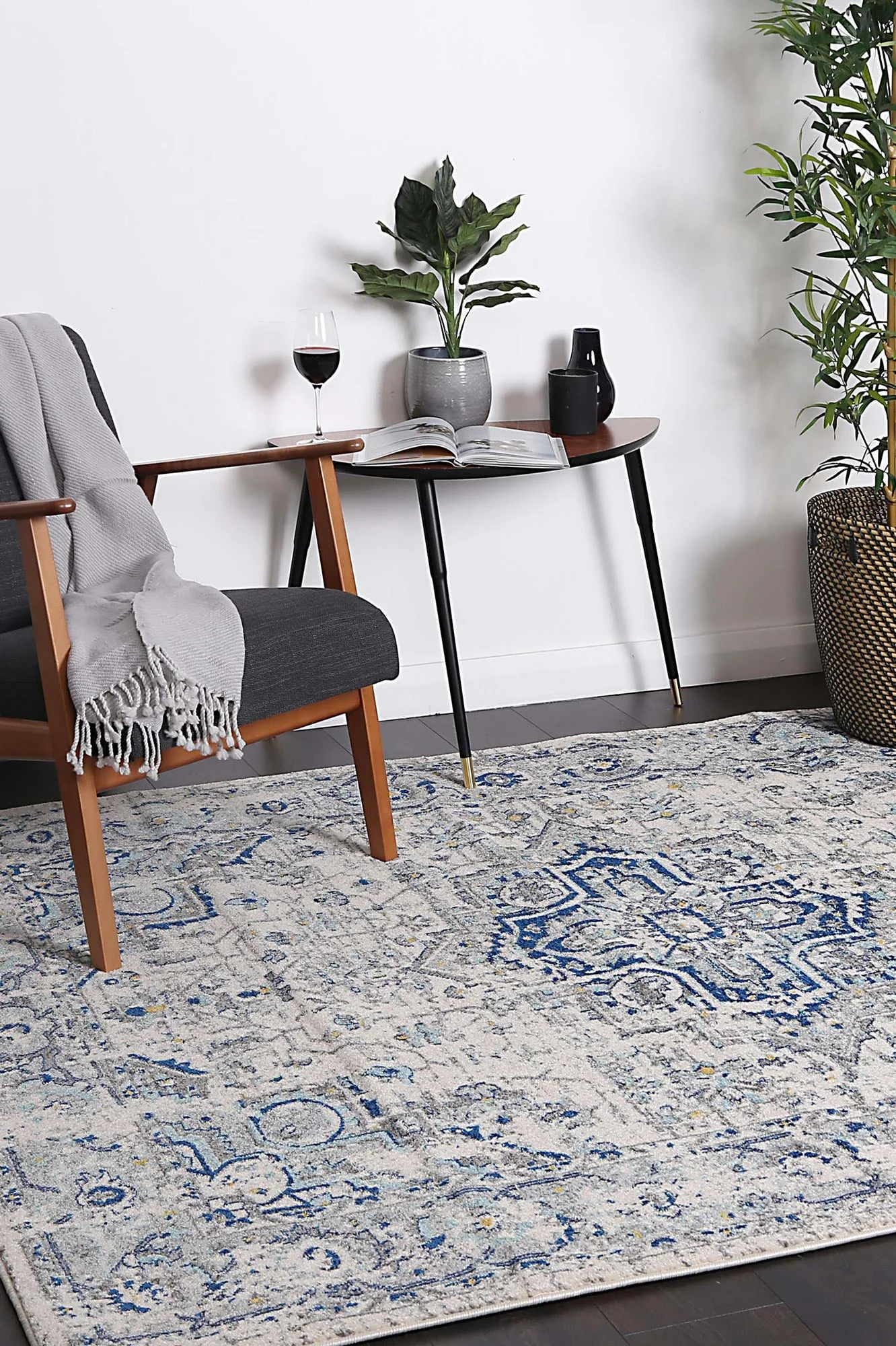 Delicate MeMontana Ivory & Blue Rug - Image 7