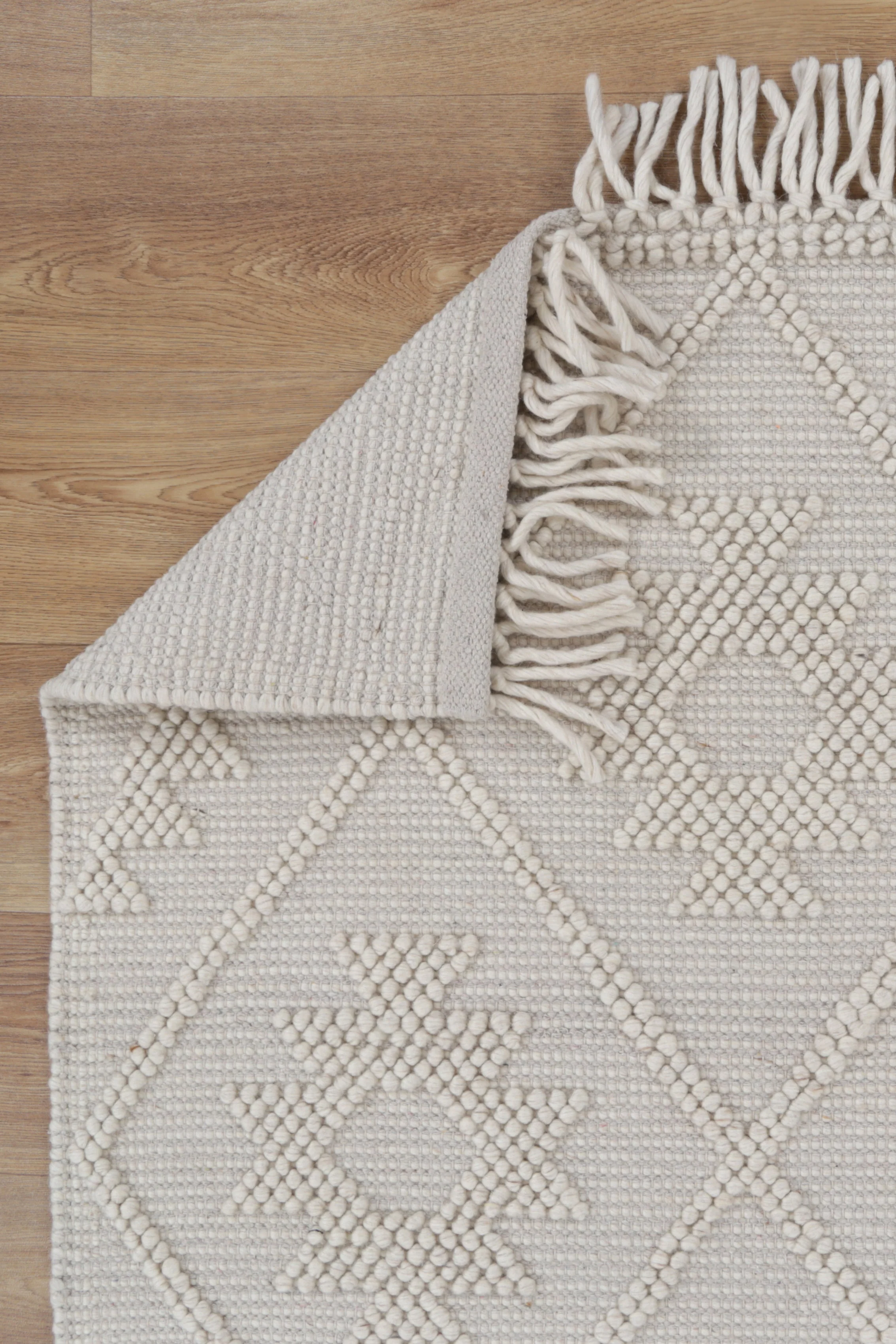 Diego Tribal Beige Wool Rug - Image 4