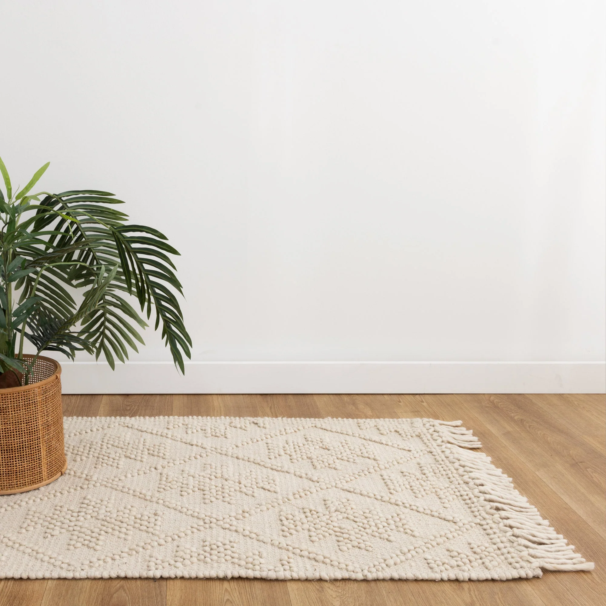Diego Geometric Beige Wool Rug - Image 7