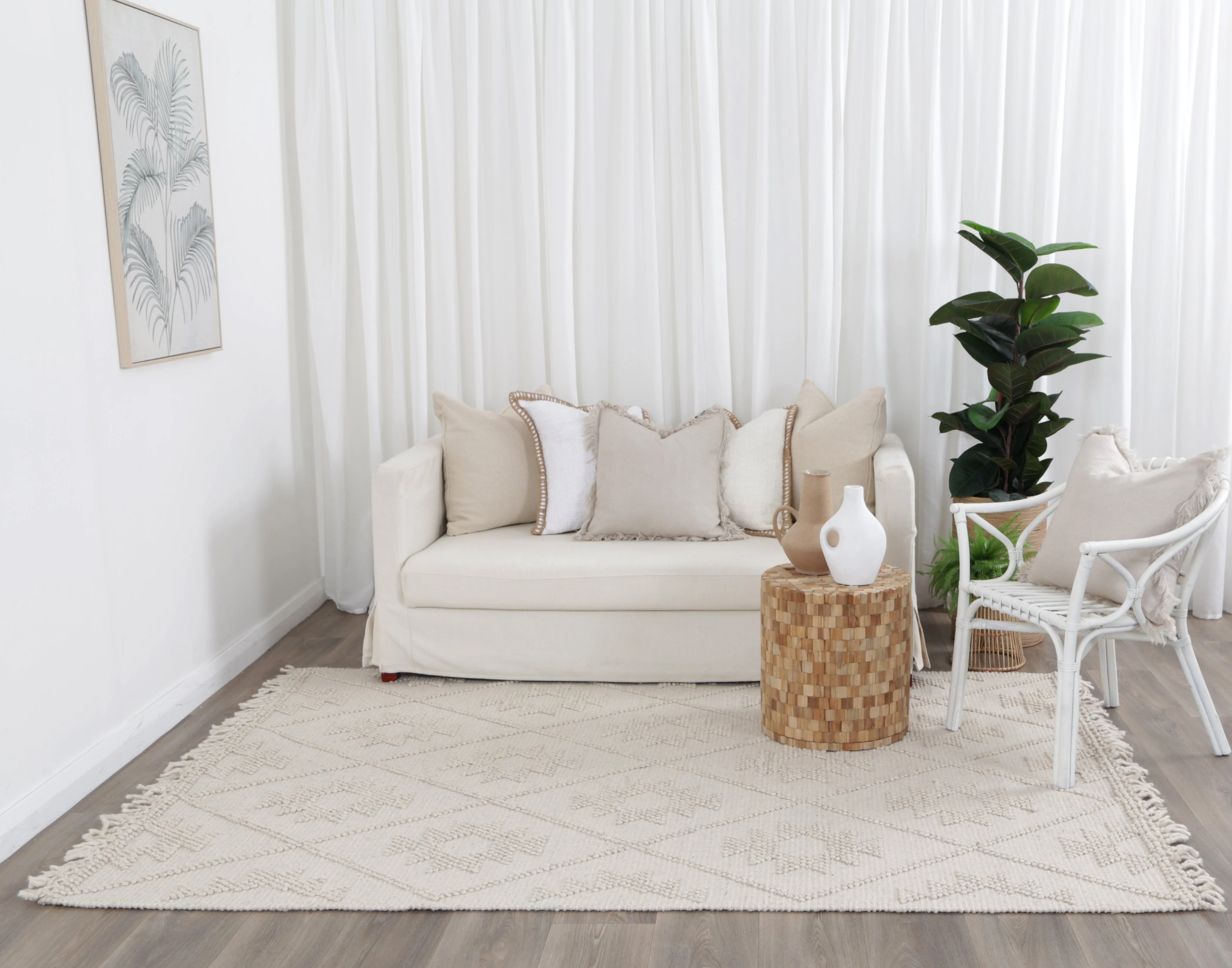 Diogo Geometric in Beige Wool Rug - Image 4