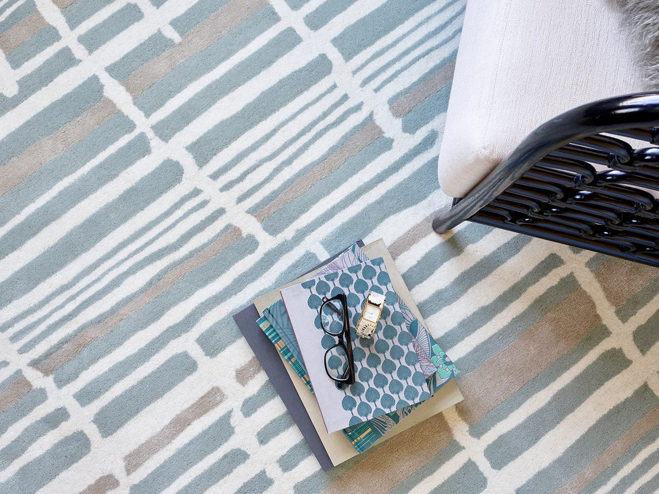 Florence Broadhurst Tortoiseshell Stripe Jade 039808 Rug - Image 4