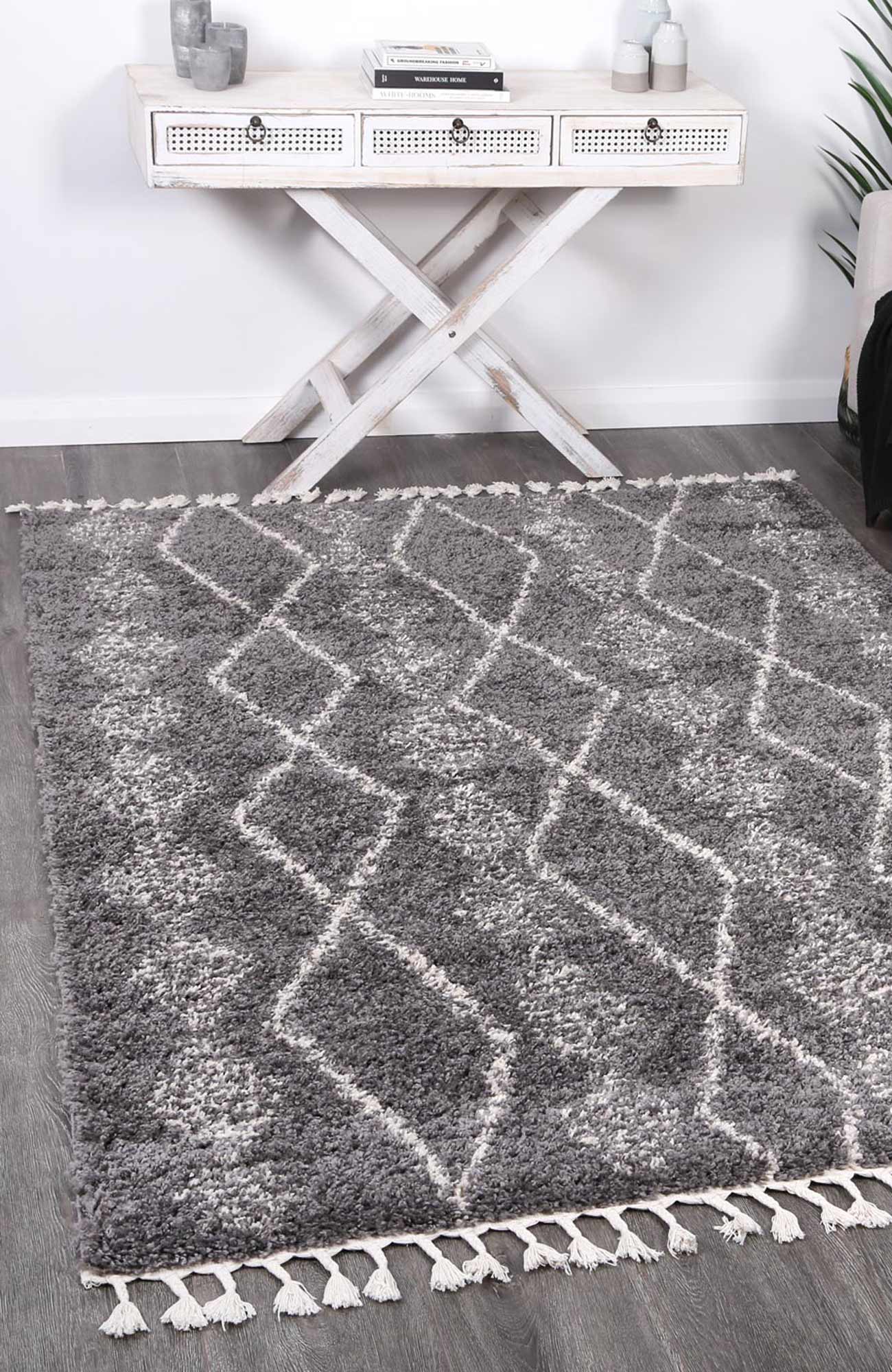 Kasbah Amzrou Contemporary Grey & Cream Rug - Image 2