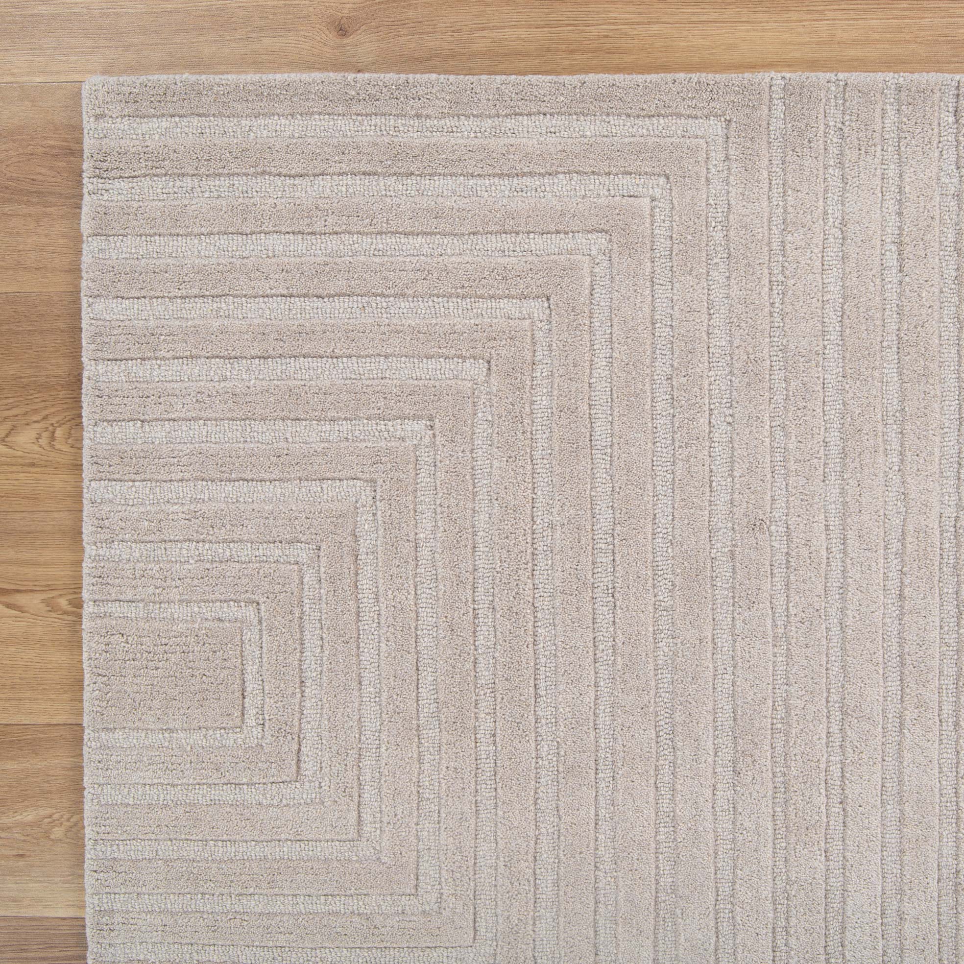 Les Nomades Felix in Beige Wool Rug - Image 2