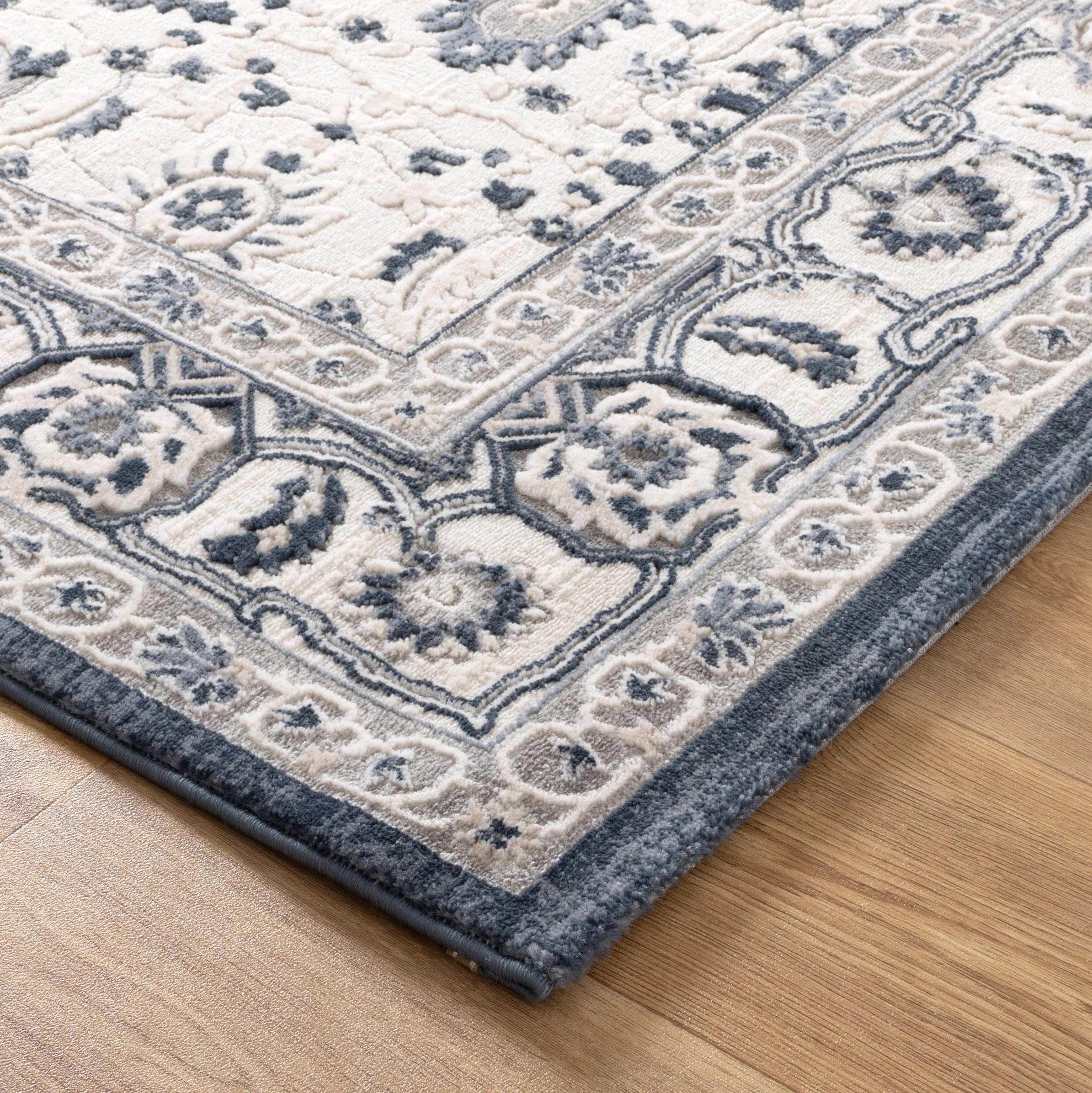 Maya Floral Traditional Blue Rug - Image 2