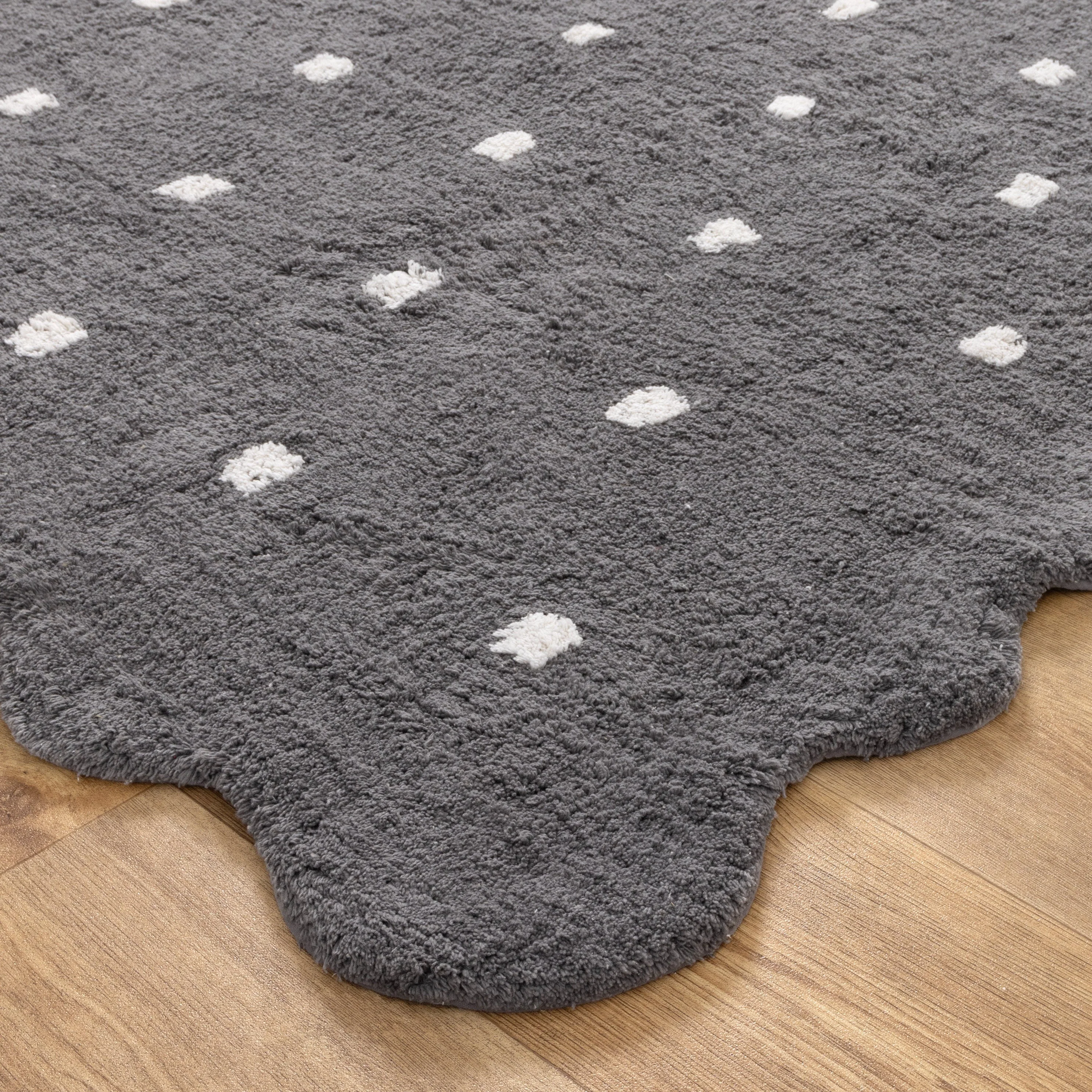 Mellow Round Scalloped Kids Rug Grey - Image 2