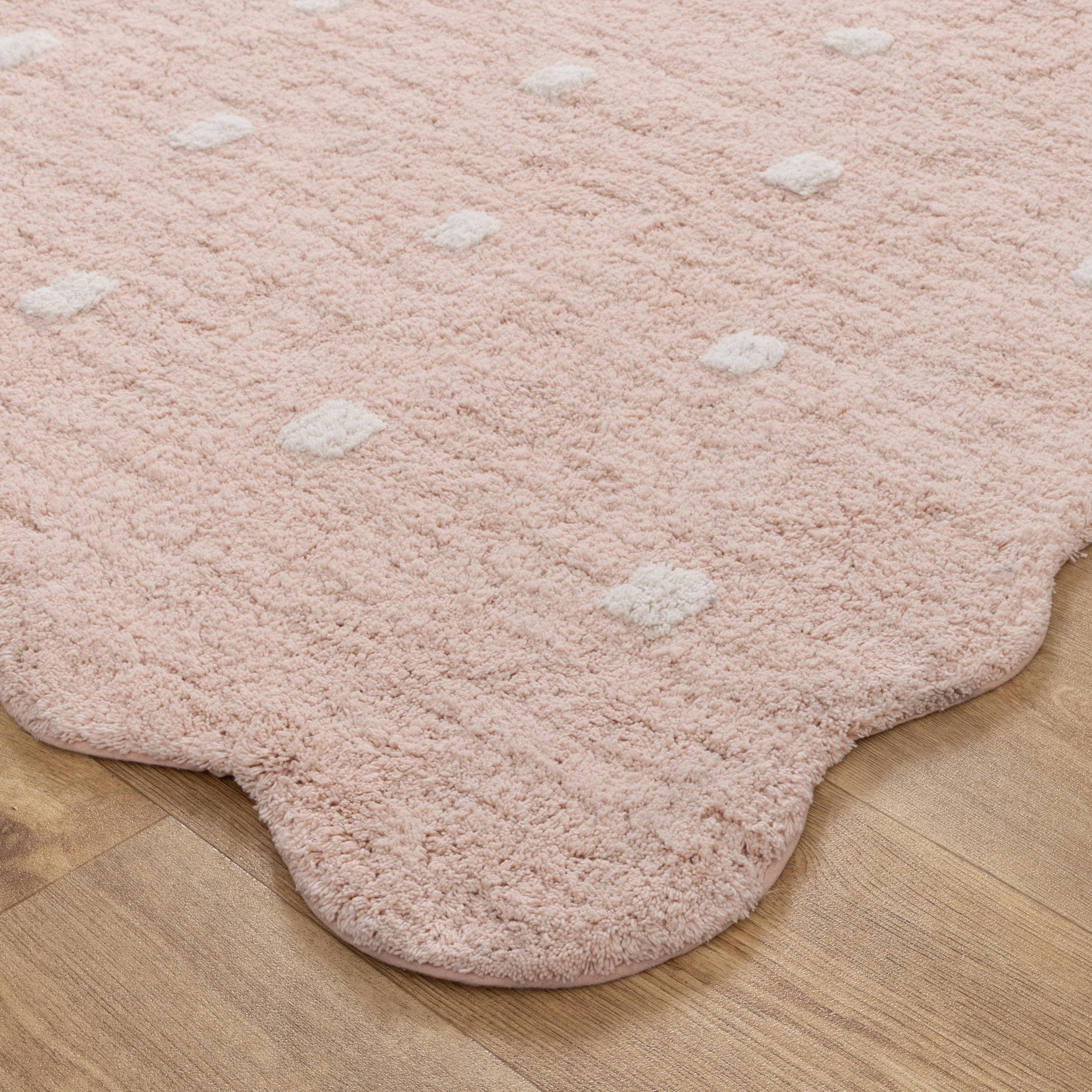 Mellow Rectangle Scalloped Kids Rug Blush Pink - Image 2