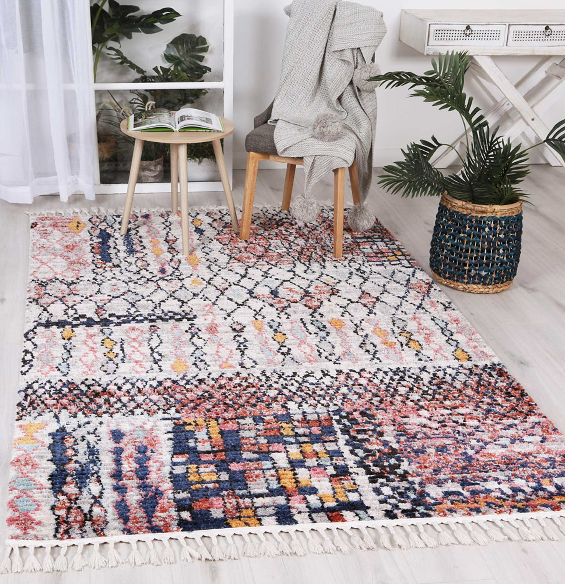 Boho Moroccan Fes Contemporary Pink & Multi Rug - Image 6