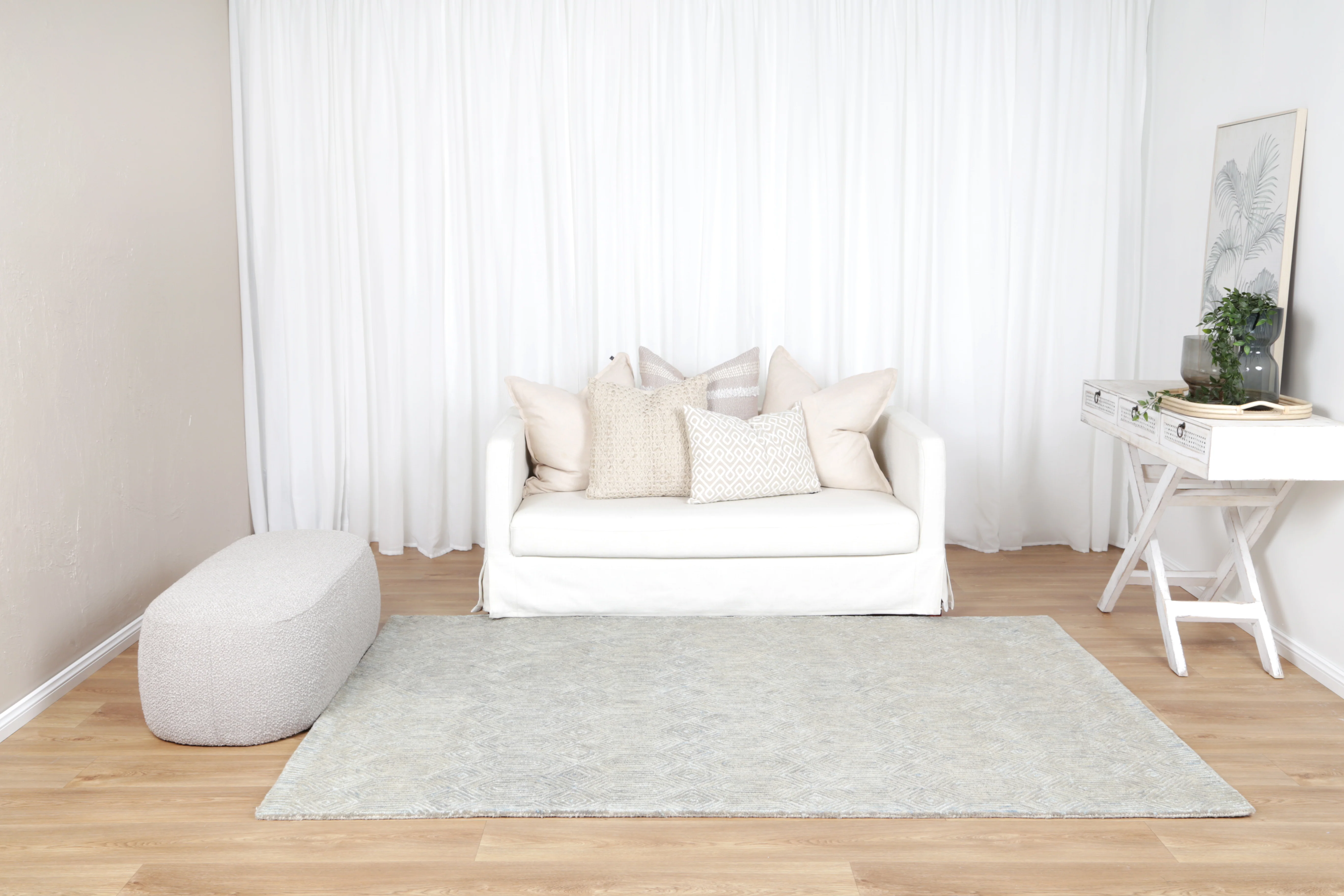 Sophia Diamond Ash & Blue Wool Rug - Image 7