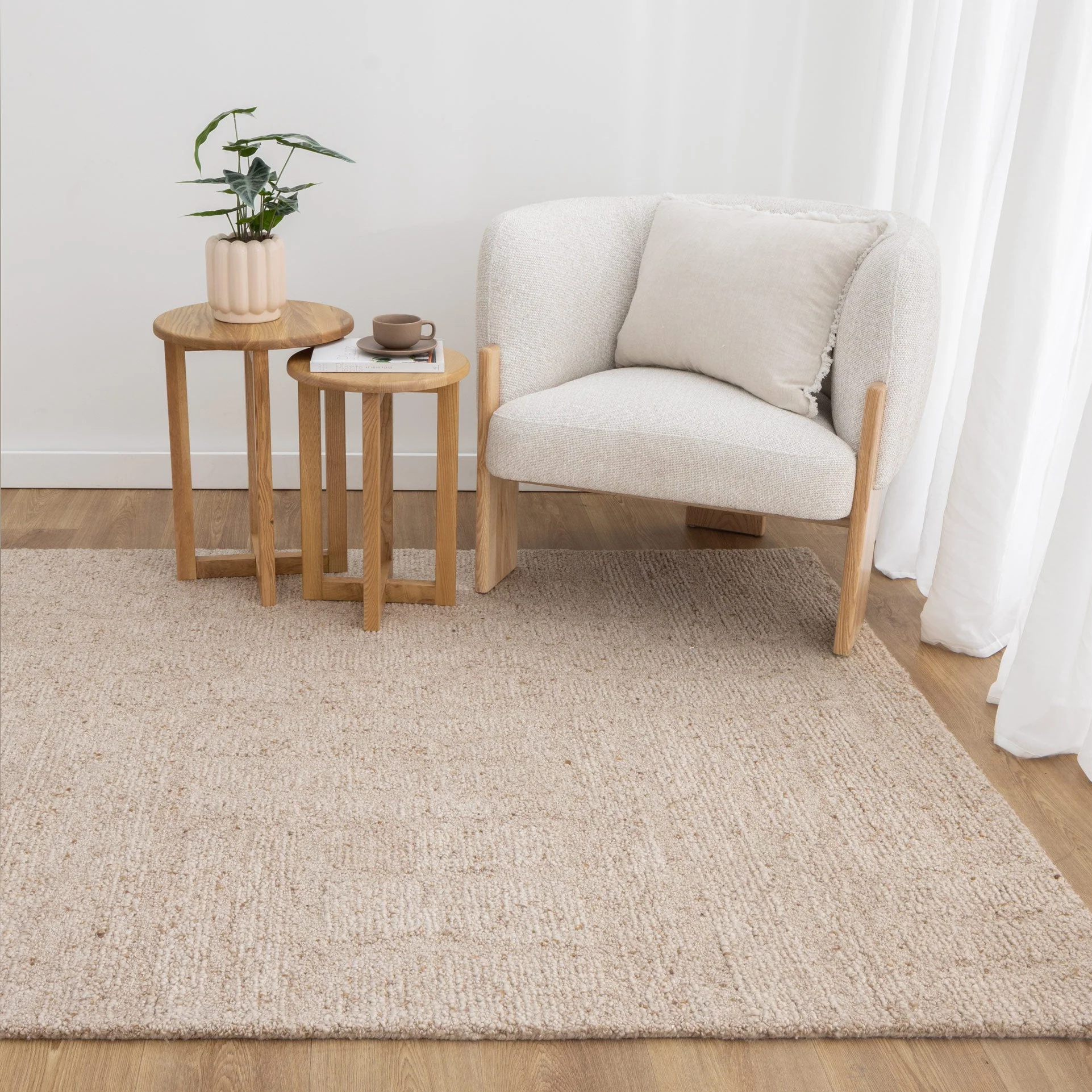 Seren Beige Modern Wool Rug - Image 4