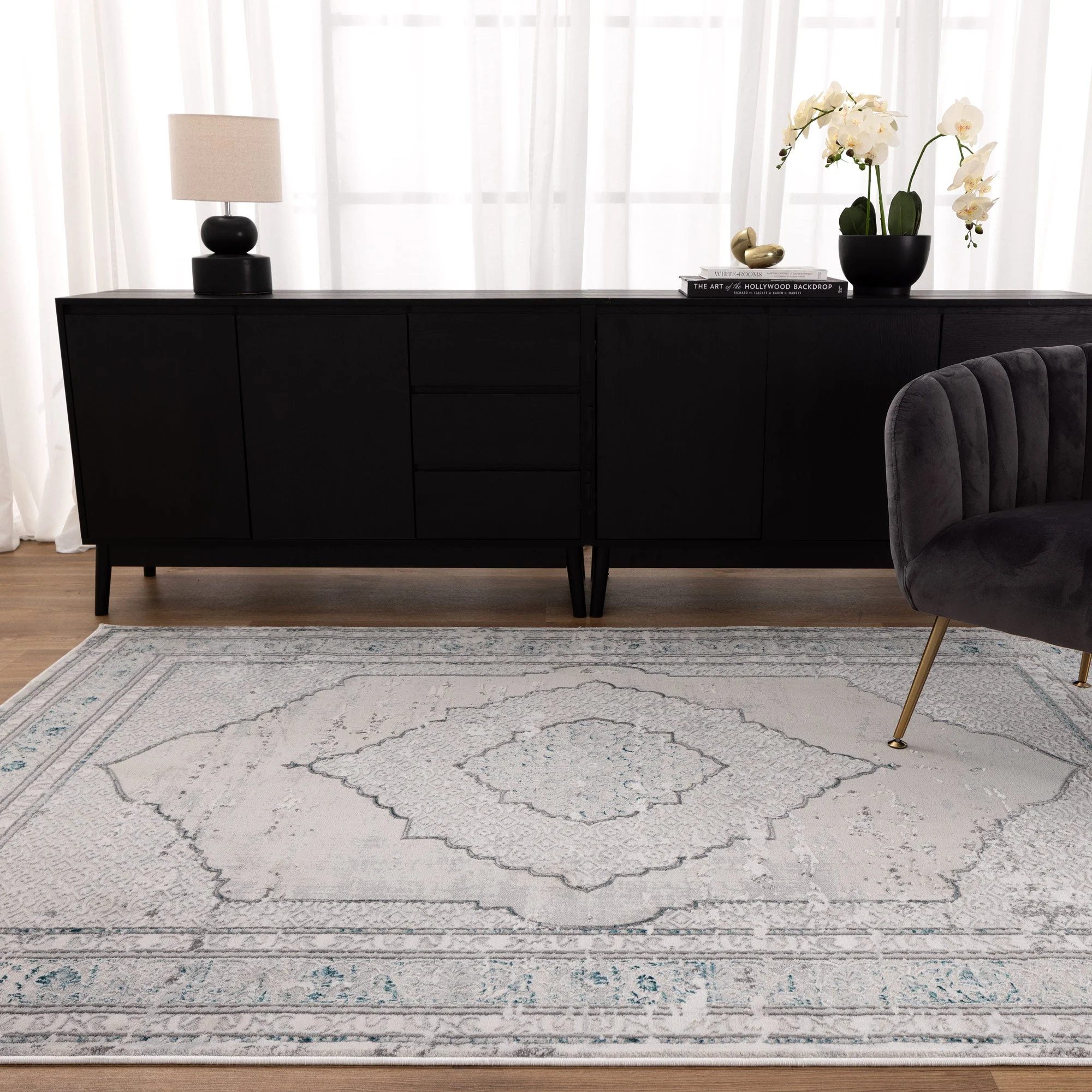 Vestige Oriental Grey Blue Rug - Image 2