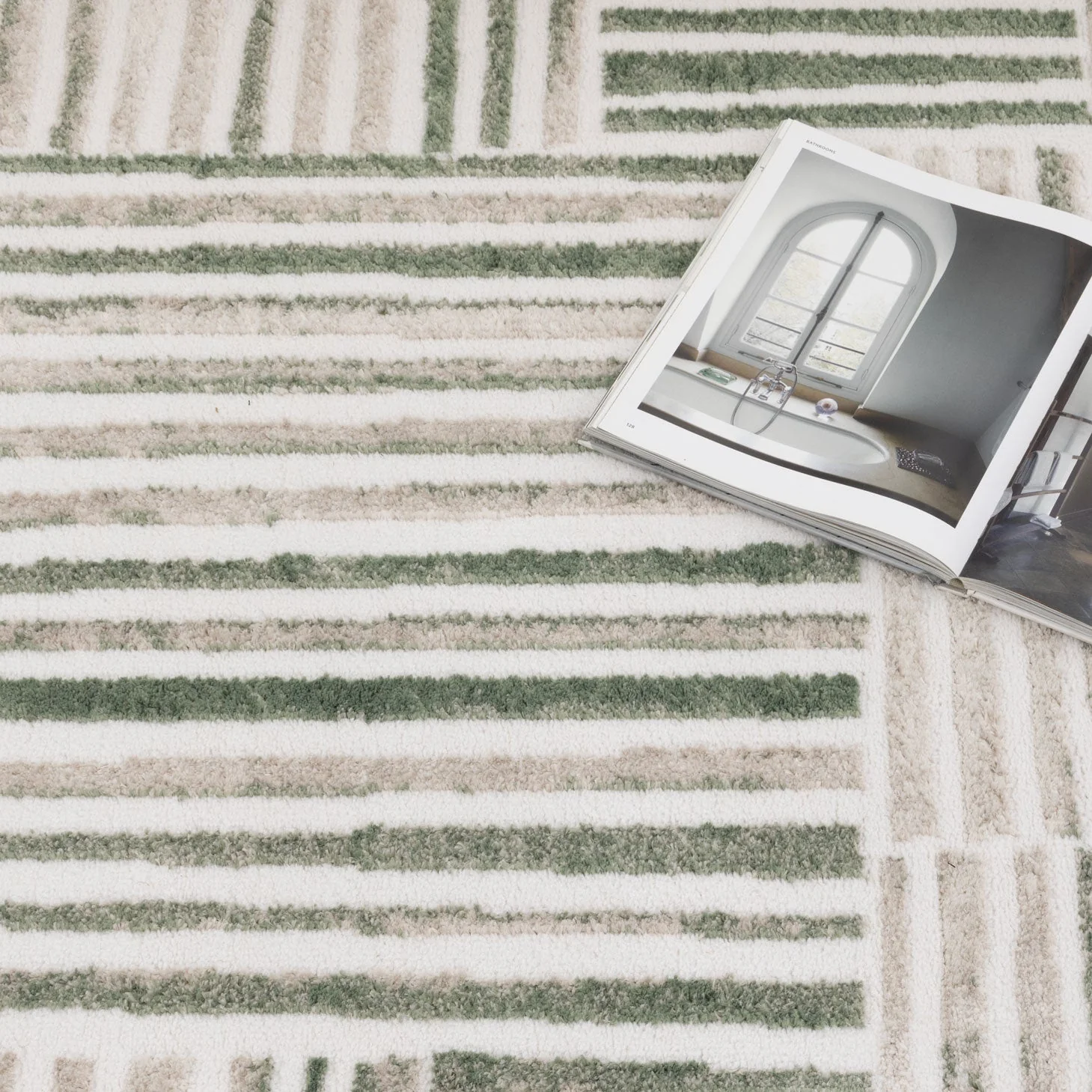 Wellington Geometric Lines Green Rug - Image 6
