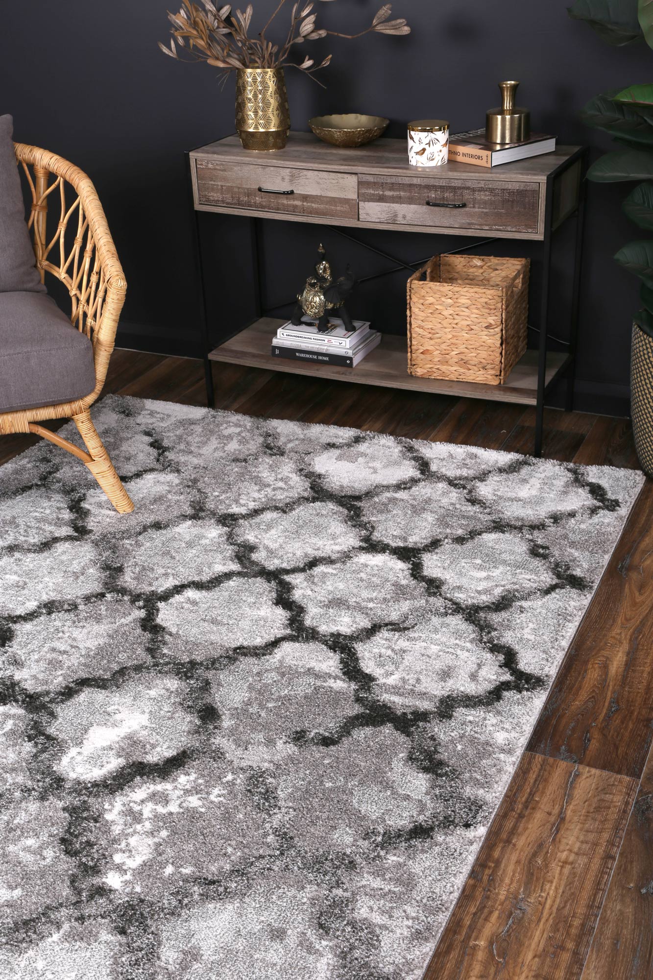 Yuzil Cicero Lattice Grey Rug - Image 2
